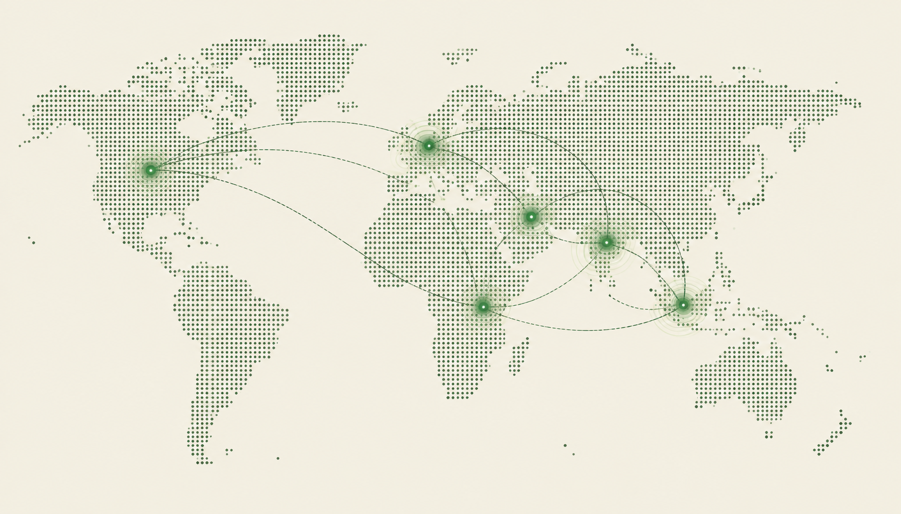 World map showing connected hiring corridors between continents
